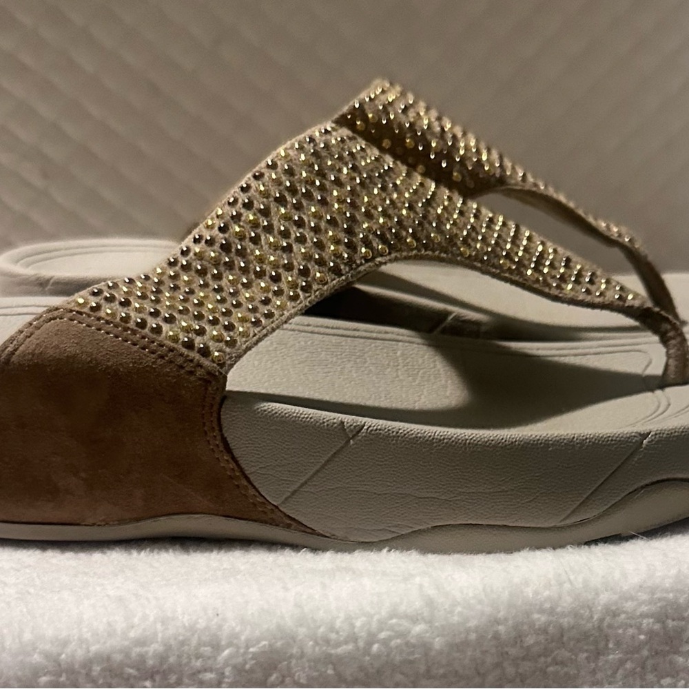 Elegant Gold and Tan FitFlops Sandals